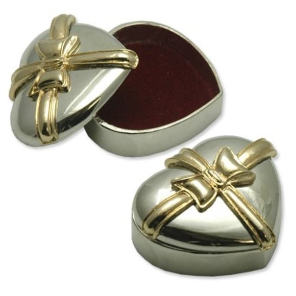 Silver & Gold Heart Shaped Trinket Box - Picture 1 of 4